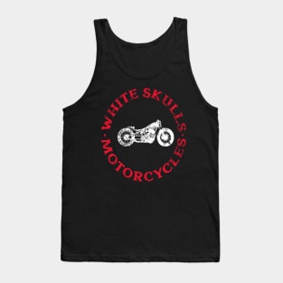 white, skull , motorcycle Tank Top